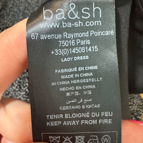 Ba&sh Celia Black Velvet Dot Ruffle Mini Dress Size 6 Silk Blend - Picture 11 of 15